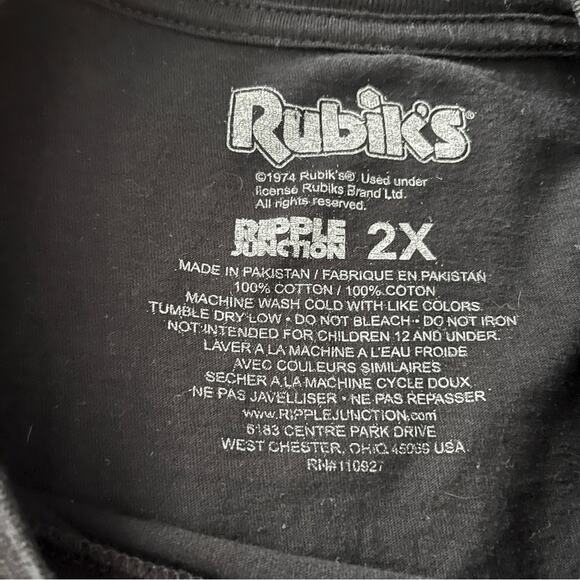Rubik’s melting rubik cube black cotton t-shirt short sleeve size 2X - Picture 4 of 5